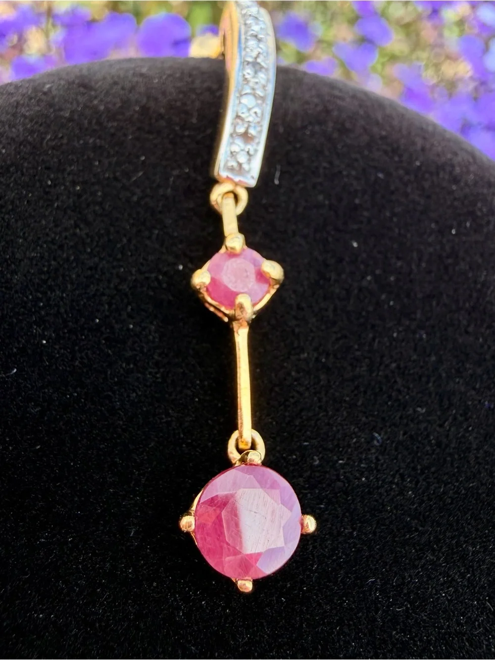 18K Gold Over Sterling Silver Ruby & Diamond Crescent Dangle Earrings 3.08 CTW